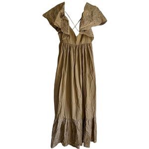 En Saison Olive Green Eyelet Maxi Dress